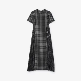 Burberry Check Wool Blend Kilt Dress, Size: 02