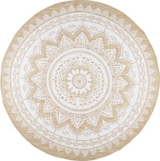 Maisons du monde Alfombra redonda tejida en yute y algod&oacute;n blanco D180
