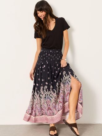 Fat Face FatFace Black Paisley Harper Midi Skirt