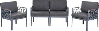 Beliani Conjunto De Jard&iacute;n Moderno 4 Plazas Estructura Sint&eacute;tica Con Cojines Gris Oscuro Eriche