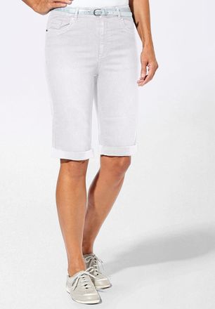 Casual Looks Jeansbermudas CASUAL LOOKS, Damen, Gr. 36, Normalgr&ouml;ssen, weiss (wei&szlig;), 98% Baumwolle, 2% Polyester, unifarben, kurz, Jeans Jeansbermudas