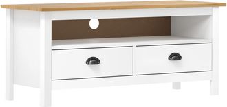 vidaXL Vidaxl - Mueble De Tv Hill Madera Maciza De Pino Blanco 110x40x47 Cm