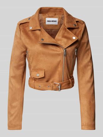 Review Bikerjacke mit Reverskragen in Cognac, Gr&ouml;&szlig;e L