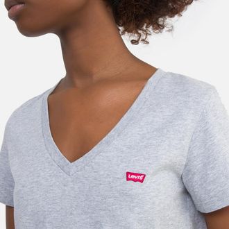 Levi's T-shirt met korte mouwen, V-hals, logo vooraan