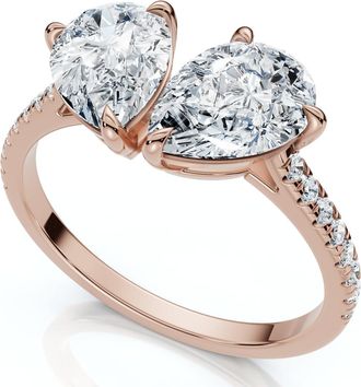 Pompeii3 2 1/3Ct Toi et Moi Double Pear Diamond Ring 14k Gold or Platinum Lab Grown