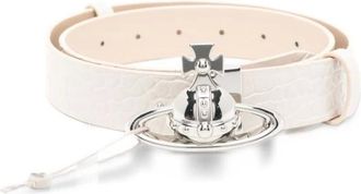 Vivienne Westwood Orb Buckle Riem - Dames - Accessoires - Wit - Maat: M/L Leer