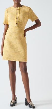 L.k. Bennett Varley Short Sleeve Tweed Shift Dress in Yellow at Nordstrom Rack, Size 12 Us / 16 Uk