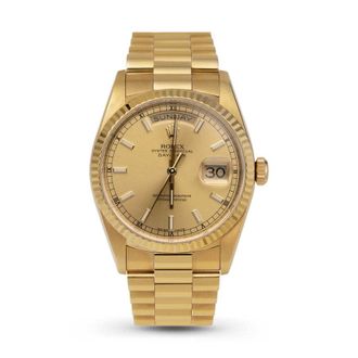 Rolex Pre-owned Rolex Day-Date Automatic Chronometer Champagne Dial Unisex Watch 18238 CSP