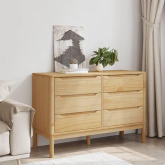 Berkfield Home Beautiful Chest of Drawers FLORO Wax Brown Solid Wood Pine in Light Brown