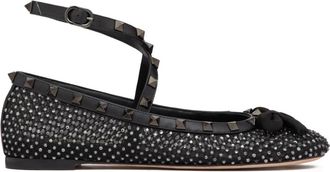 Valentino Garavani Rockstud mesh ballet flats - women - Metal/Lambskin/Polyamide/Calf Leather/Calf Leather - 39 - Black