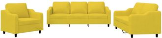 vidaXL Juego De Sof&aacute;s Con Cojines 3 Piezas Tela Amarillo Claro Vidaxl