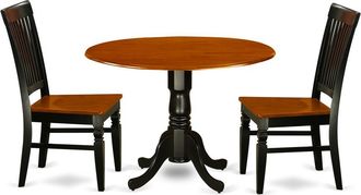 East West Furniture Dining Room Set Black & Cherry, DLWE3-BCH-W