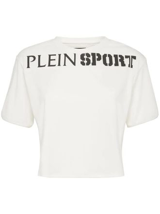 Plein Sport cropped T-shirt - women - Polyester - L - White