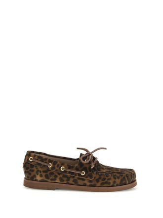 Gianvito Rossi Leopard-Print Calf Leather Loafer - Brown