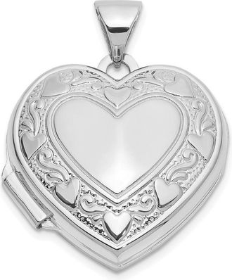 Diamond2Deal 14k Gold Heart Border Reverses to LOVE YOU Poem 18mm Heart Locket