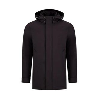 Woolrich Jassen, Heren, Zwart, XL, Leer, Soft Shell Barrow Mac Coat