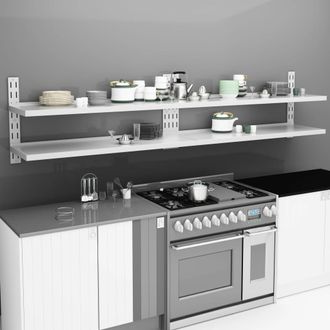 Berkfield Home 2-Tier Floating Wall Shelves 2 pcs Stainless Steel 300x30 cm in Grey