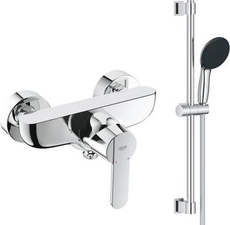 GROHE Pack Mezclador De Ducha Mec&aacute;nico Grohe Quickfix Get + Barra De Ducha Redonda Vitalio Comfort 110 Y Rociador De Ducha De 2 Chorros, Cromo