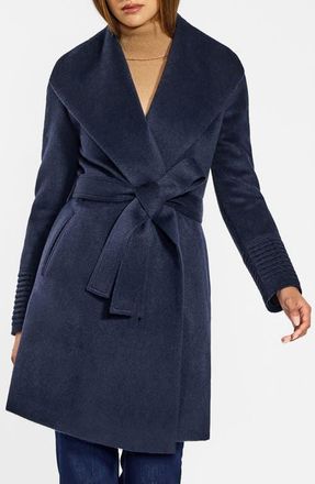 Sentaler Shawl Collar Tie Belt Midweight Alpaca Blend Wrap Coat in Deep Navy at Nordstrom, Size X-Small