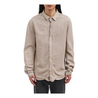 Giorgio Brato Casual Shirts, male, Gray, Size: L Camicia Traforata in Pelle