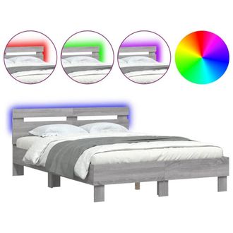 Berkfield Home Bed Frame with LED without Mattress Grey Sonoma 120x200 cm | Size: Small Double
