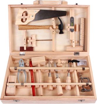 Soleil Juego De Herramientas Para Ni&ntilde;os, Caja De Herramientas De Mantenimiento De Carpintero, Herramientas Reales, Desmontaje Y Montaje, Caja De Madera Multi