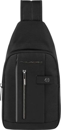 Piquadro Sling bag in fabric and leather with LED light and pocket for Air Pods - Heren - Schoudertassen - Zwart - ONE Size - Tassen
