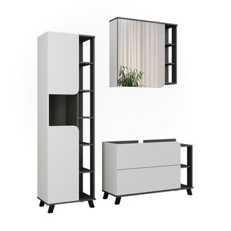 Vicco Conjunto De Muebles De Ba&ntilde;o Karen, Antracita/blanco, 3 Partes