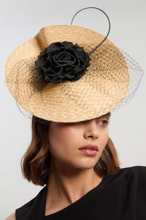 Karen Millen Womens Asymmetric Flower & Quill Fascinator - Natural Straw - One Size