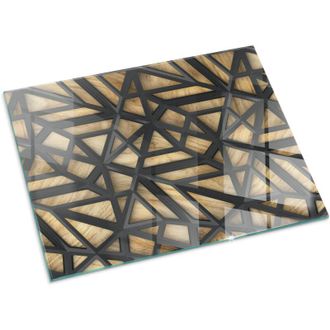 Tulup Piastra Per Camino Protezione In Vetro Temperato Per Camino A Legna Resistente Al Calore Geometria con legno 80x60 cm
