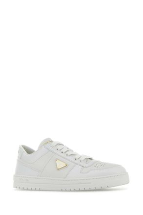 Prada Womens White Leather Downtown Sneakers Bianco Vitello