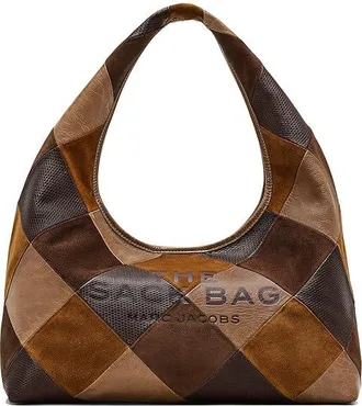 Marc Jacobs The Suede Patchwork Sack Bag Womens Handbags Brown, Cotton/Leather/Suede