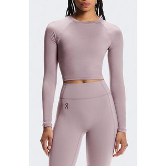 On Studio Long Sleeve Crop Top in Heron at Nordstrom, Size X-Small
