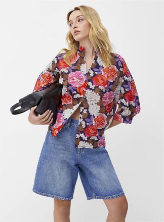 Icone Womens Lush bloom officer-collar shirt