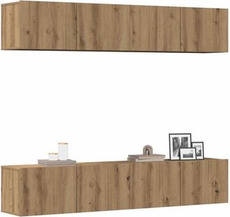 vidaXL Vidaxl - Muebles De Tv De Pared 4 Uds Madera Ingenier&iacute;a Roble Artesanal