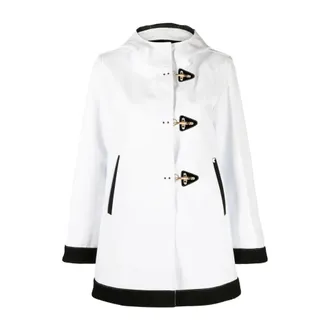Fay Single-Breasted Coats, female, White, Size: S Toggle-Fastening Coat