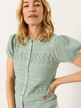 Fat Face FatFace Poppy Green Knitted Pointelle Top