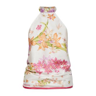 Ferragamo Sleeveless Tops, female, Pink, Size: ONE SIZE Silk Open-Back Top