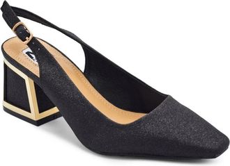 Lady Couture Womens Lady Couture Boca Pumps Black Slingback Metal Block Heel GAL1706