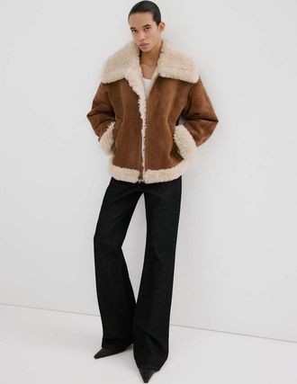 Mango Giacca double face montone marrone - Donna - XXS - MANGO