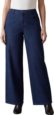 Jessica London Classic Denim Wide Leg Jean in Indigo at Nordstrom, Size 14