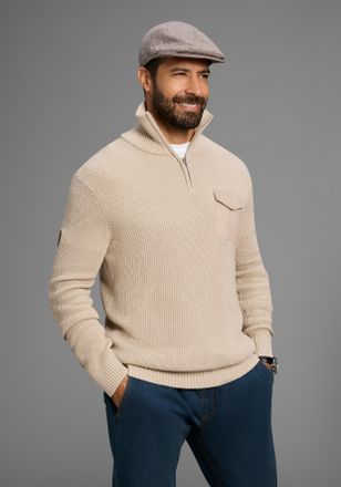 Man's World Schieberm&uuml;tze MANS WORLD, Herren, creme, braun, Web, Wollmischung, gemustert, M&uuml;tzen Schieberm&uuml;tze, im modischen Tweed-Look mit w&auml;rmenden Futter - NEW