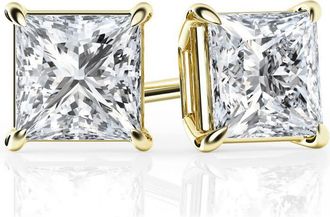 Grown Brilliance 1 1/2 Carat Princess Cut Lab Grown Diamond Stud Earrings