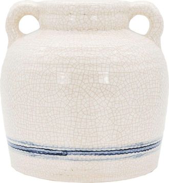 Foreside Home And Garden Vintage Crackle Vase with Handles Blue Stripe Stoneware at Nordstrom