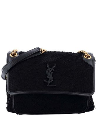 Saint Laurent Niki Chain Flap Bag Matelass&eacute; Chevron Tweed Medium (Authentic Pre-Loved)