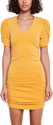 Sundry Short Puff Sleeve Mini Dress In Buttercup
