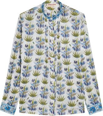 Emporio Sirenuse Chiara Floral-print Cotton Blouse - Blue - 38 (UK6 / XS)
