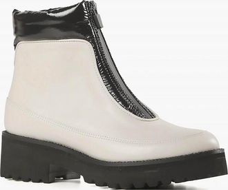 All Black Womens Zip & Puff Boots In Charcoal