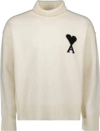 Ami Beige Hart Trui - Heren - Coltruien - Beige - 2XS - Wol - Truien & Vesten