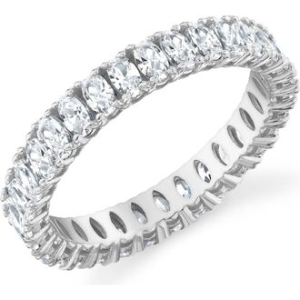 Crislu Oval Cubic Zirconia Eternity Band Ring in Pure Platinum /Clear Stone at Nordstrom, Size 8